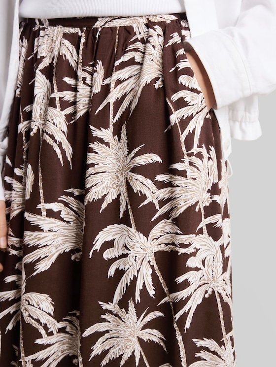 Viscose maxi skirt - brown palmtree print