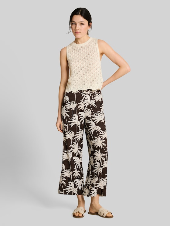 Knitted top with lace pattern - Dove White