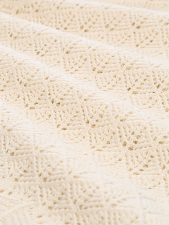 Knitted top with lace pattern - Dove White