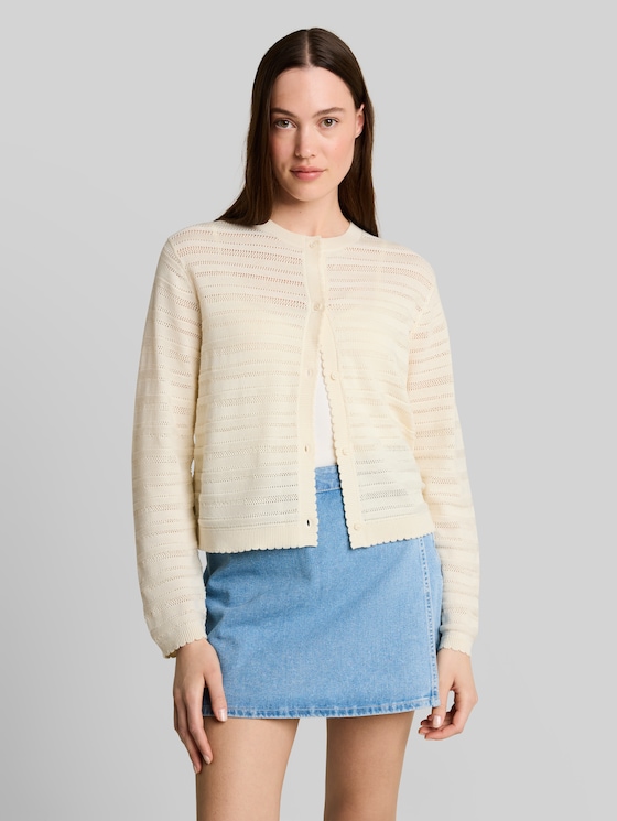 Cardigan with a lace pattern - Dove White