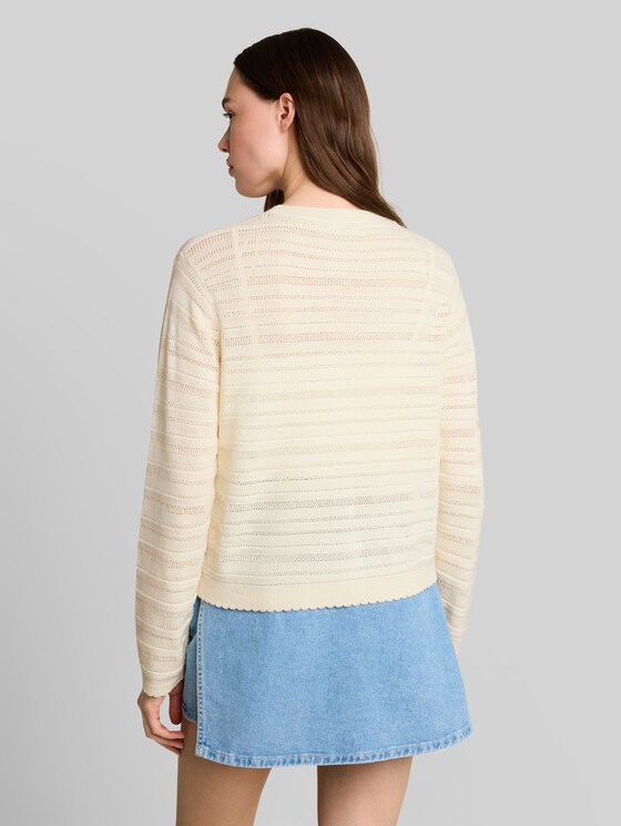 Cardigan with a lace pattern - Dove White