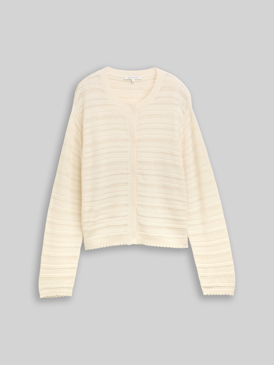 Cardigan with a lace pattern - Dove White