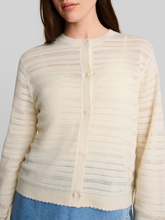 Cardigan with a lace pattern - Dove White