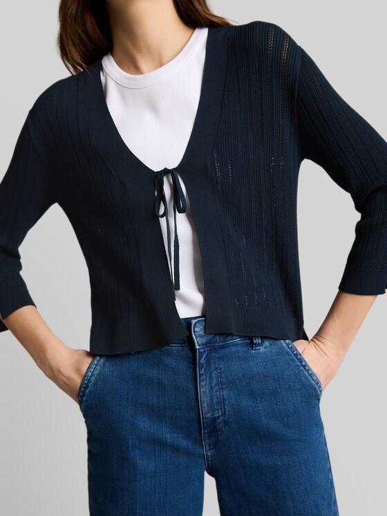 Cardigan with bow detail - sky captain blue