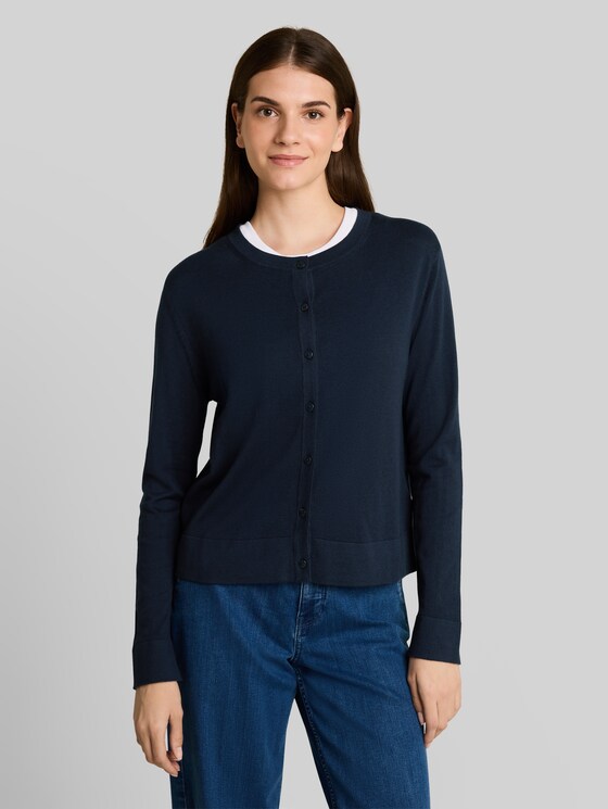 Cardigan with silk content - sky captain blue