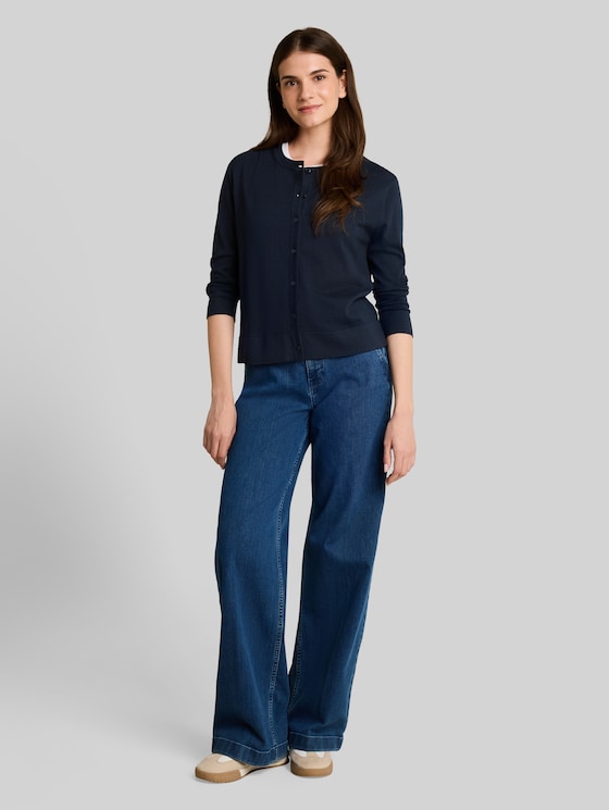 Cardigan with silk content - sky captain blue