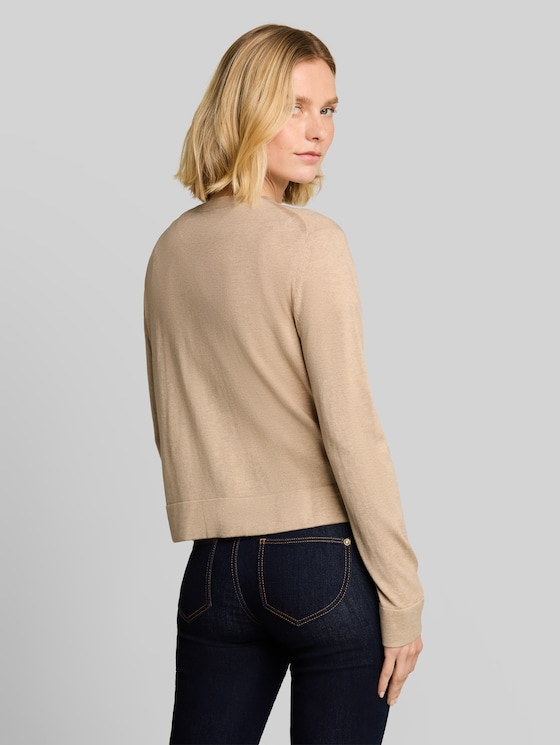 Cardigan with silk content - gravel beige melange