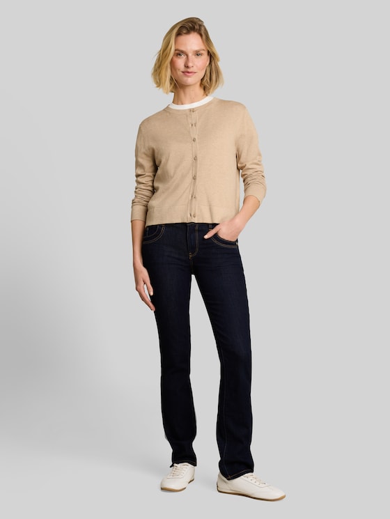 Cardigan with silk content - gravel beige melange