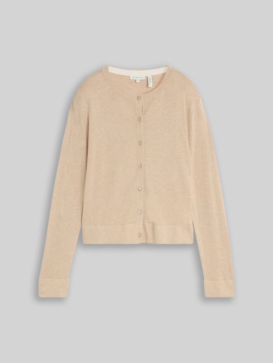 Cardigan with silk content - gravel beige melange