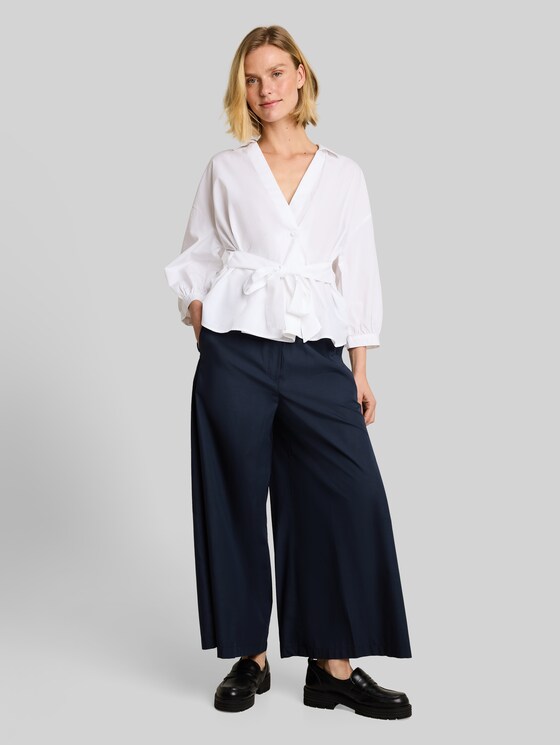 Cropped wide-leg trousers - sky captain blue