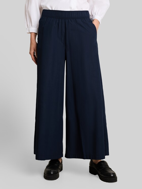 Cropped wide-leg trousers - sky captain blue