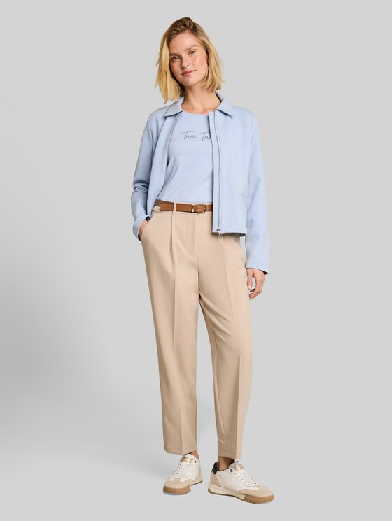 Loose-fit barrel trousers with belt - Gravel Beige