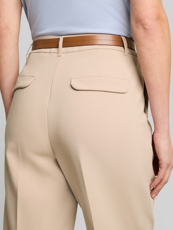 Loose-fit barrel trousers with belt - Gravel Beige