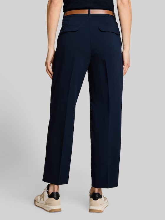 Loose-fit barrel trousers with belt - sky captain blue