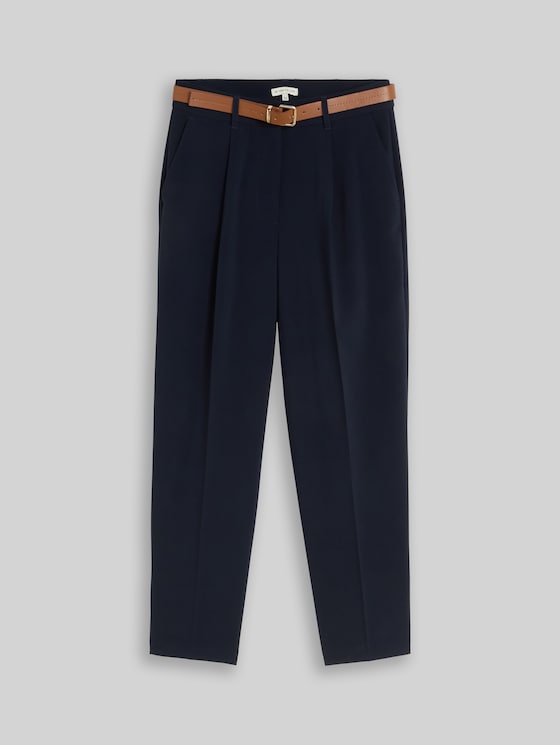Loose-fit barrel trousers with belt - sky captain blue