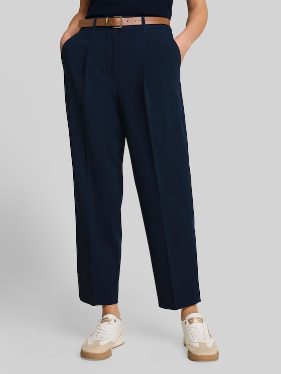 Loose-fit barrel trousers with belt - sky captain blue