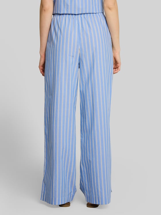 Wide leg trousers with stripe pattern - blue white vertical stripe