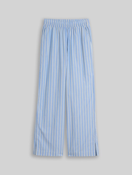 Wide leg trousers with stripe pattern - blue white vertical stripe
