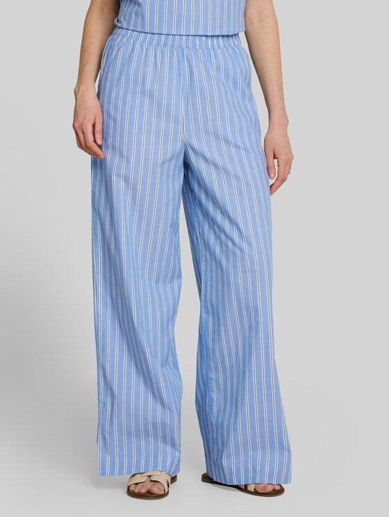 Wide leg trousers with stripe pattern - blue white vertical stripe
