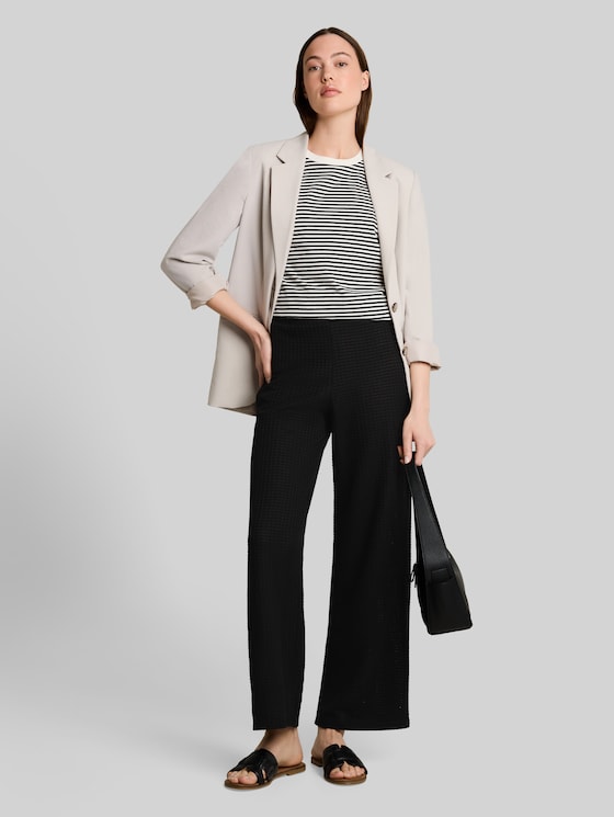 Wide-leg knitted trousers - deep black