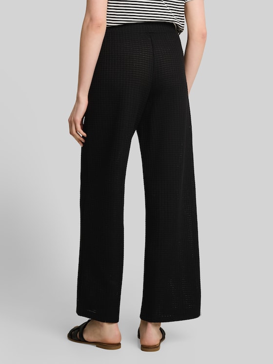 Wide-leg knitted trousers - deep black