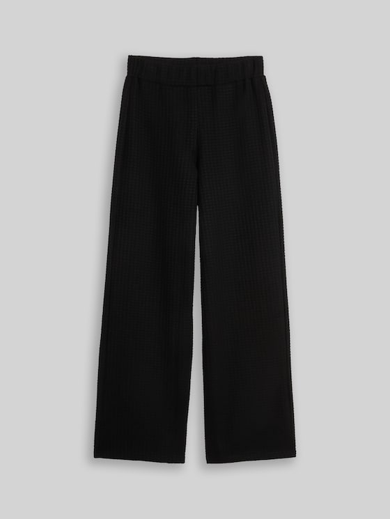 Wide-leg knitted trousers - deep black