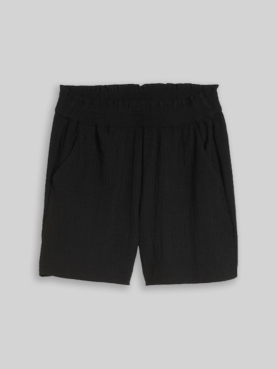 Crinkle relaxed-fit shorts - deep black