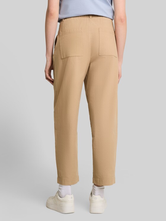 Cotton barrel trousers - Mink Beige