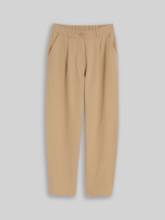 Cotton barrel trousers - Mink Beige