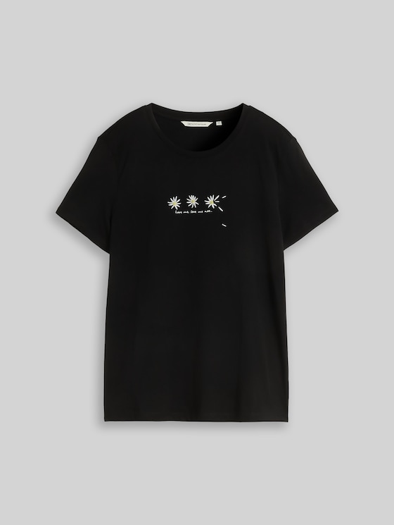 T-shirt with embroidery - deep black