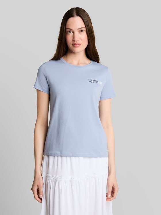 T-shirt with embroidery - foggy sky blue