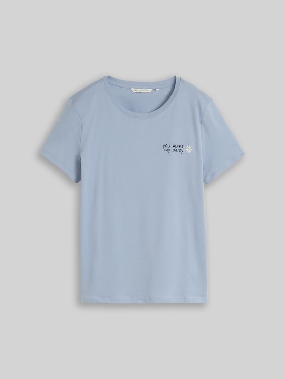 T-shirt with embroidery - foggy sky blue
