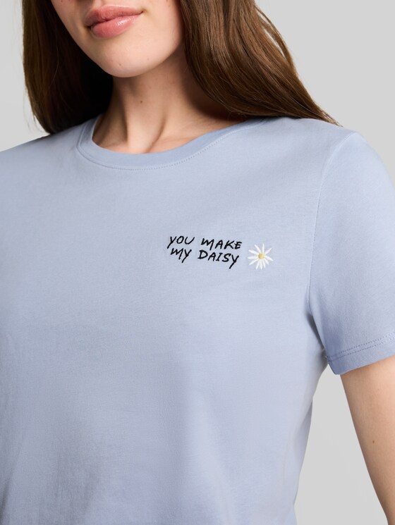T-shirt with embroidery - foggy sky blue