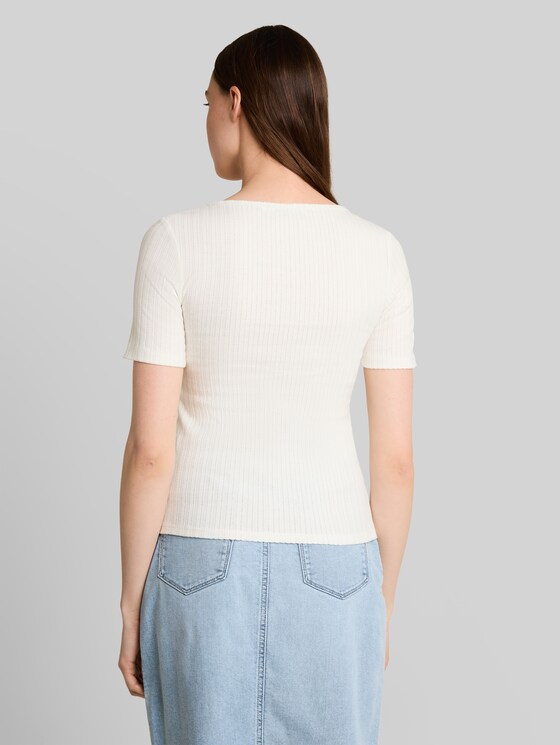 Slim-fit pointelle T-shirt - off white