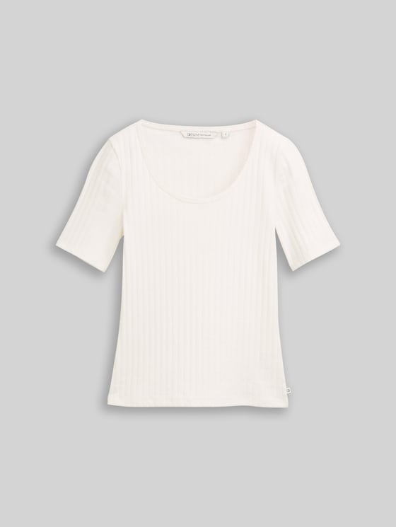 Slim-fit pointelle T-shirt - off white