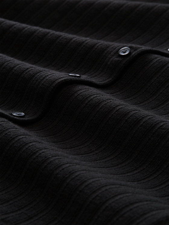 Pointelle cardigan with button placket - deep black