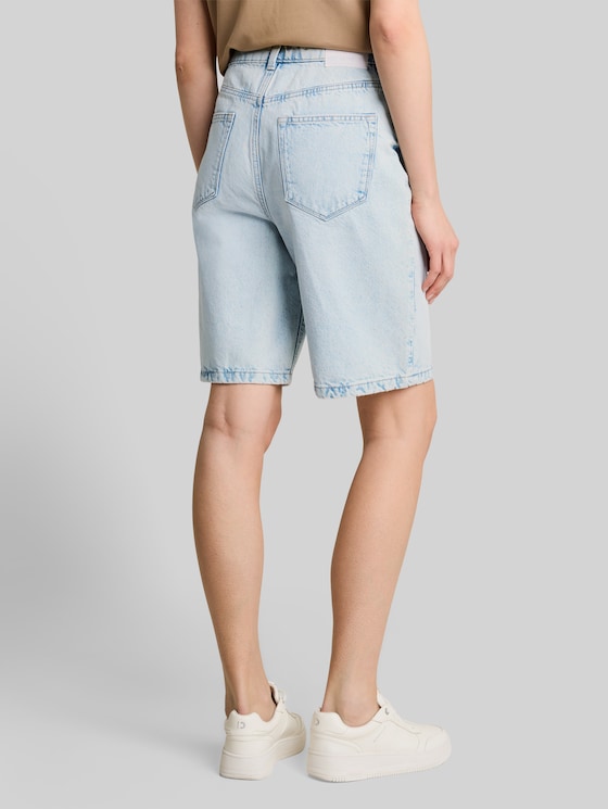 TTELIN STRAIGHT Bermuda Jeans Shorts - Used Bleached Blue Denim