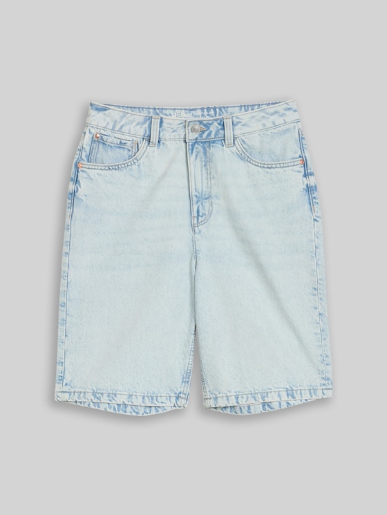 TTELIN STRAIGHT Bermuda Jeans Shorts - Used Bleached Blue Denim