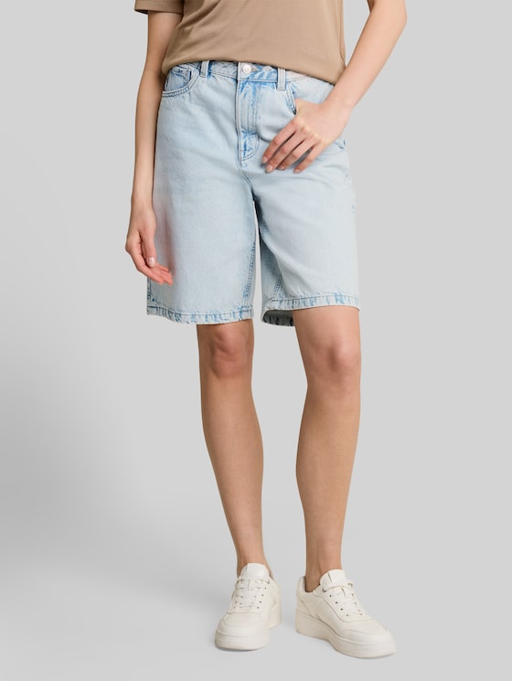 TTELIN STRAIGHT Bermuda Jeans Shorts - Used Bleached Blue Denim