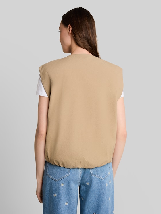 Loose-fit waistcoat with pockets - Mink Beige