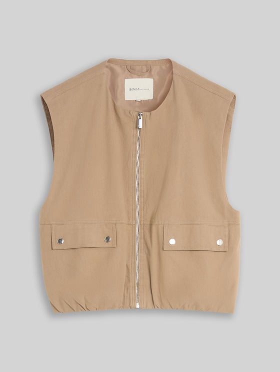 Loose-fit waistcoat with pockets - Mink Beige