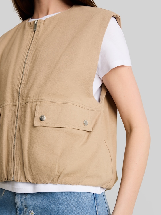 Loose-fit waistcoat with pockets - Mink Beige