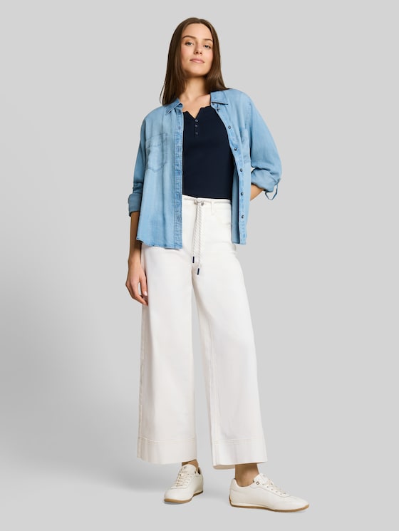 TTNELMA CULOTTE jeans with tie belt - White Denim