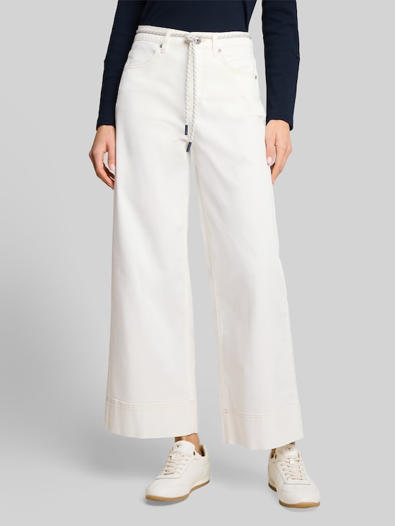 TTNELMA CULOTTE jeans with tie belt - White Denim