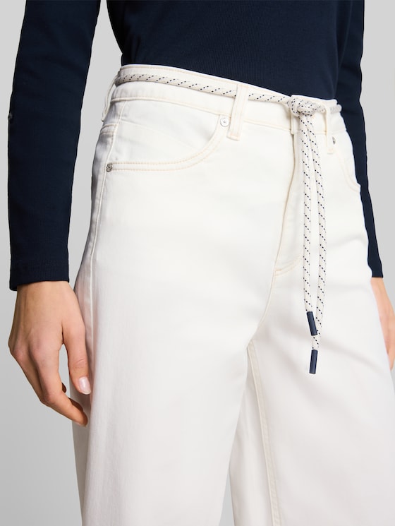 TTNELMA CULOTTE jeans with tie belt - White Denim