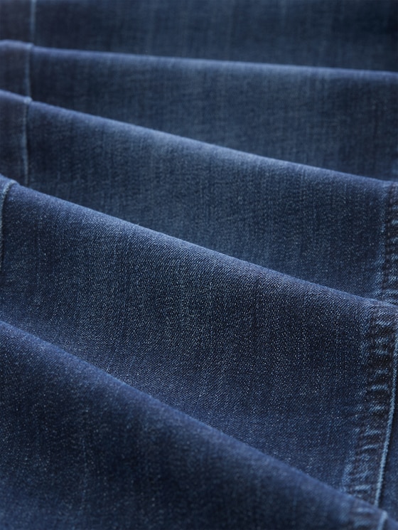 TTEDDA SLIM jeans with leopard-print cuffs - dark blue denim