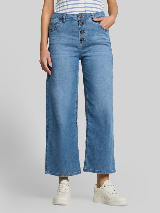 TTNELMA CULOTTE jeans with button fly - Clean Light Stone Blue Denim