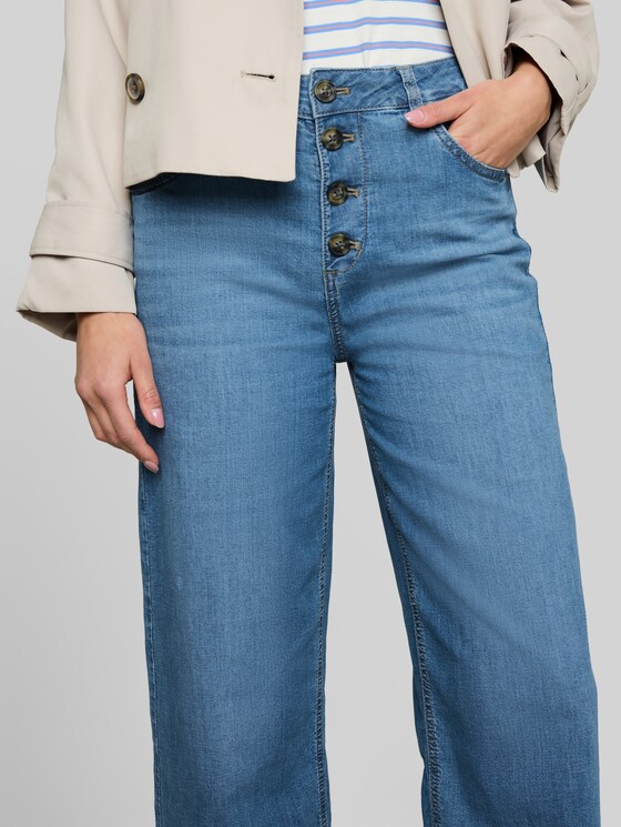 TTNELMA CULOTTE jeans with button fly - Clean Light Stone Blue Denim