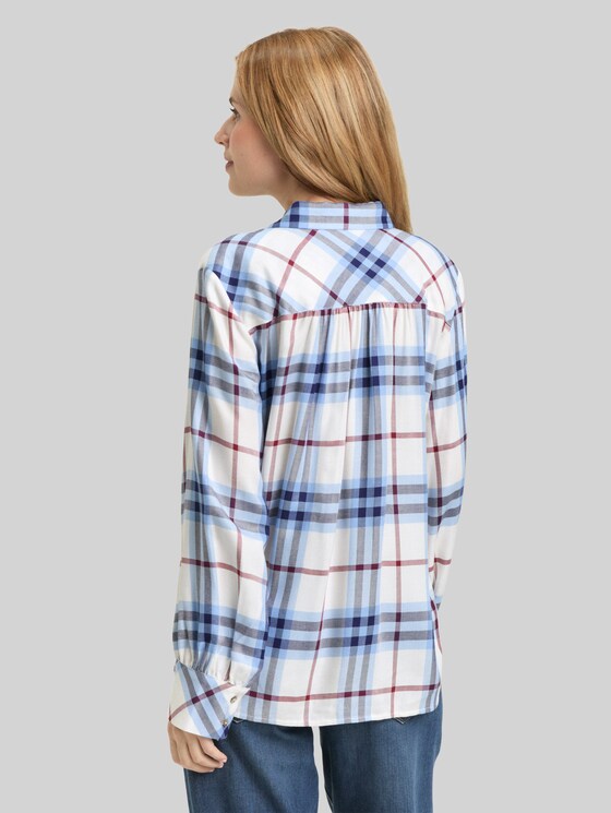 Blouse with checked pattern - off white blue big check