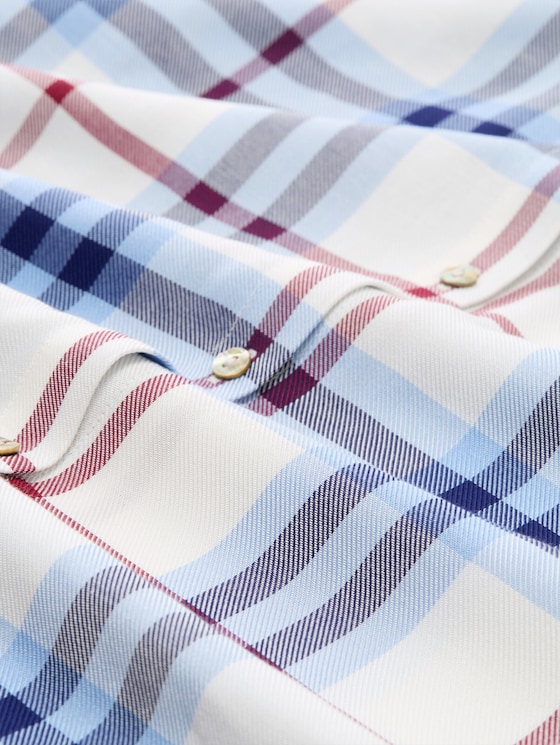 Blouse with checked pattern - off white blue big check